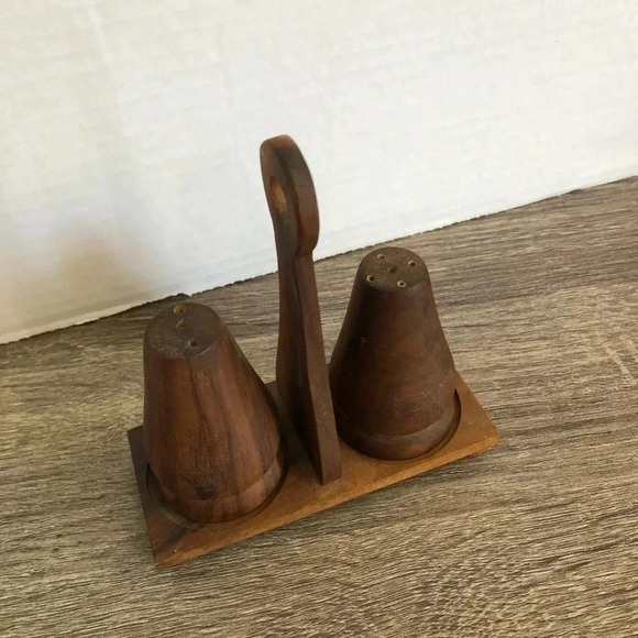 Vintage MCM Wood Salt and Pepper Set - Picture 1 of 8